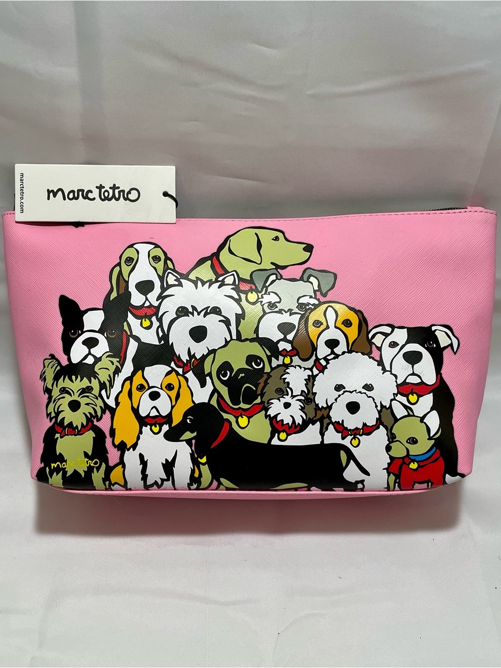 Marc Tetro Pink Dog Print Cosmetic Bag/Pouch, NWT
